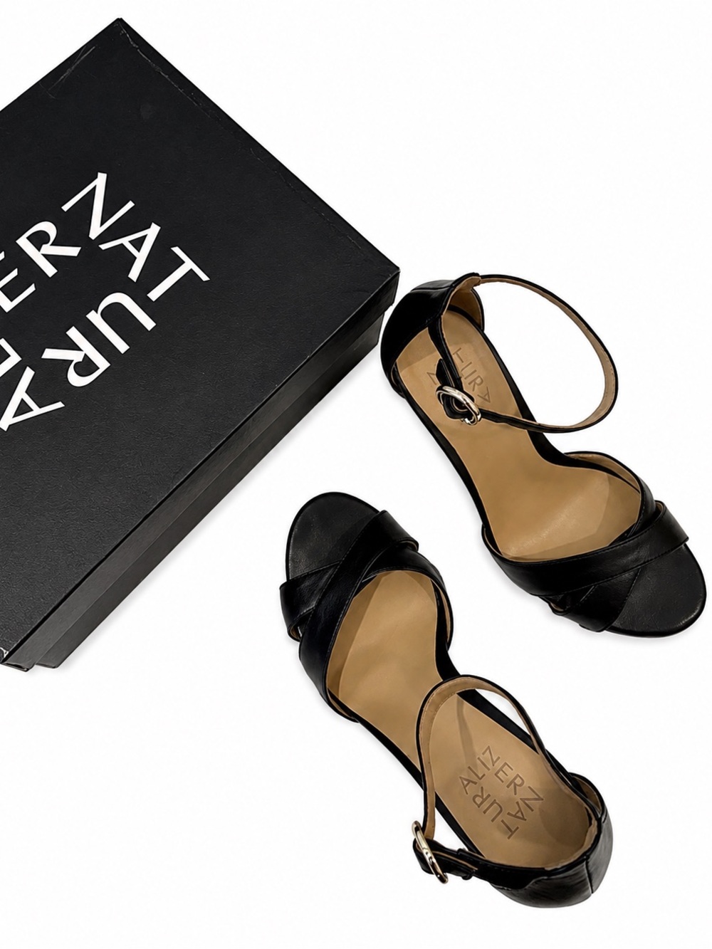 Naturalizer Black Open-Toe Ankle-Strap Heels
